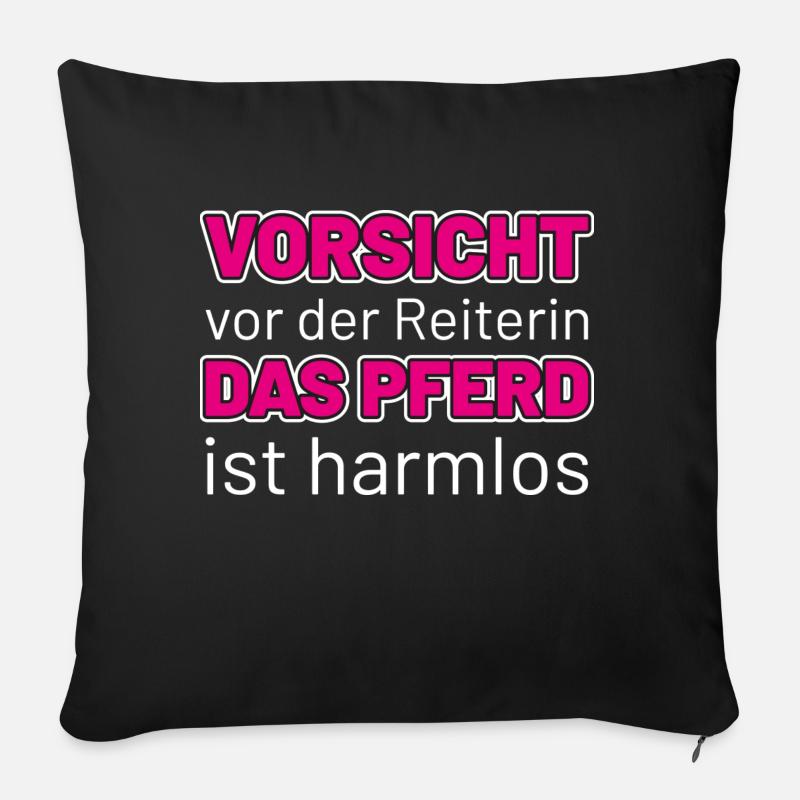 vorsicht vor der Reiterin - Sofakissenbezug 45 x 45 cm - Schwarz