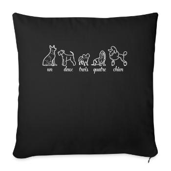 un deux trois quatre chien funny french dog dogs - Sofa pillowcase 17,3'' x 17,3'' (45 x 45 cm) - black - Front