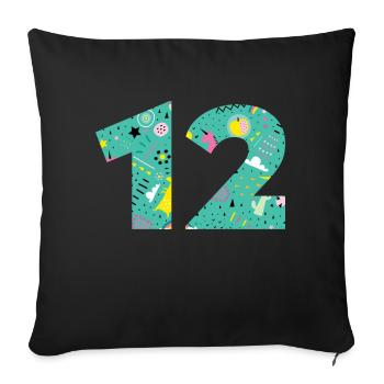 Numéro 12 anniversaire personnalisé - Housse de coussin décorative 45 x 45 cm - noir - Devant