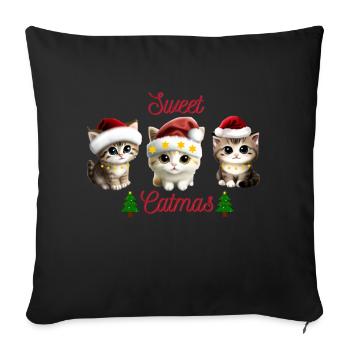 Sweet Catmas, Chat Noël - Housse de coussin décorative 45 x 45 cm - noir - Devant