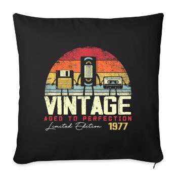 Vintage 1977 Gift - Sofa pillowcase 17,3'' x 17,3'' (45 x 45 cm) - black - Front