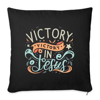 Victory in Jesus – Colorful Design - Sofa pillowcase 17,3'' x 17,3'' (45 x 45 cm) - black - Front