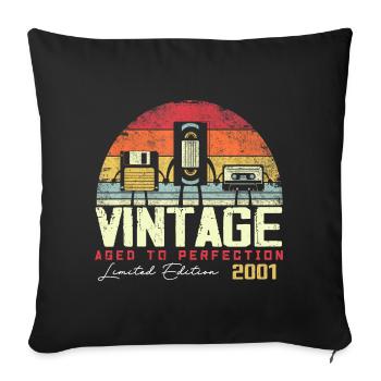 Cadeau Millésime 2001 - Housse de coussin décorative 45 x 45 cm - noir - Devant