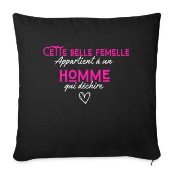 Cette femelle appartient à un homme qui déchire - Housse de coussin décorative 45 x 45 cm - noir - Devant