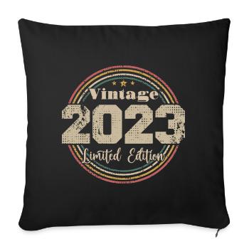 2023 Anniversaire Vintage Rétro Né En - 2023 - Housse de coussin décorative 45 x 45 cm - noir - Devant