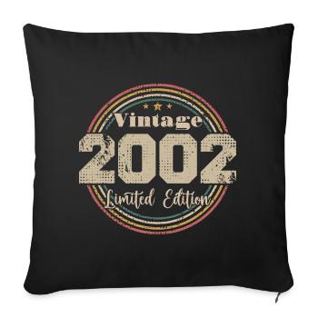 2002 Retro Vintage Geburtstag Geboren in - 2002 - Sofakissenbezug 45 x 45 cm - Schwarz - Vorne