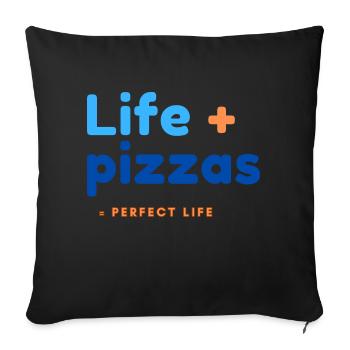 Vie + Pizzas = Vie parfaite - Housse de coussin décorative 45 x 45 cm - noir - Devant
