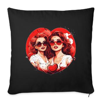 Valentinstag-Outfit für Sie und Sie in Liebe - Sofakissenbezug 45 x 45 cm - Schwarz - Vorne