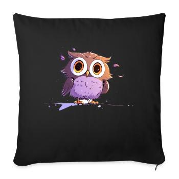 Hibou surpris - Housse de coussin décorative 45 x 45 cm - noir - Devant