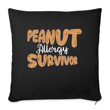Survivant de l’allergie aux arachides Sensibilisation à l’allergie aux noix - Housse de coussin décorative 45 x 45 cm - noir - Devant