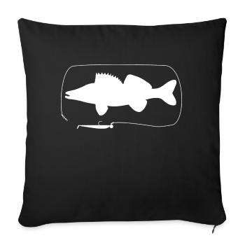 Pike-perch with softbait - Sofa pillowcase 17,3'' x 17,3'' (45 x 45 cm) - black - Front