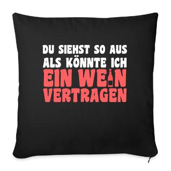 Ich Mit Dir Du Mit Mir Wir Mit Wein - Sofakissenbezug 45 x 45 cm - Schwarz - Vorne