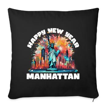 Happy New Year with fireworks in New York - Sofa pillowcase 17,3'' x 17,3'' (45 x 45 cm) - black - Front