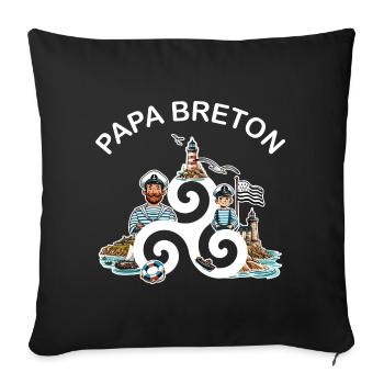 Papa Breton Triskèle et Drapeau de la Bretagne - Housse de coussin décorative 45 x 45 cm - noir - Devant