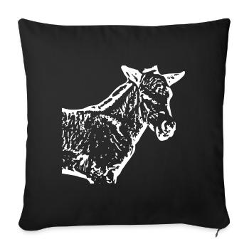 cheval blanc cheval blanc t-shirt cadeau cavalier - Housse de coussin décorative 45 x 45 cm - noir - Devant
