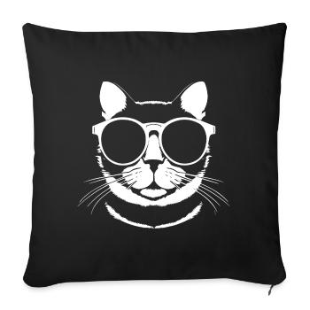 Lustige Katze mit Sonnenbrille Kätzchen Sonnenbrille Katzen - Sofakissenbezug 45 x 45 cm - Schwarz - Vorne