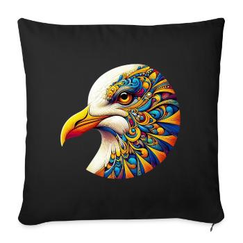 Mouette décorée de Mandalas - Housse de coussin décorative 45 x 45 cm - noir - Devant