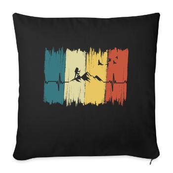 Battement de cœur Vintage Montagne - Housse de coussin décorative 45 x 45 cm - noir - Devant