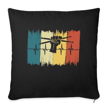 Battement de cœur Vintage Batteur de musique - Housse de coussin décorative 45 x 45 cm - noir - Devant