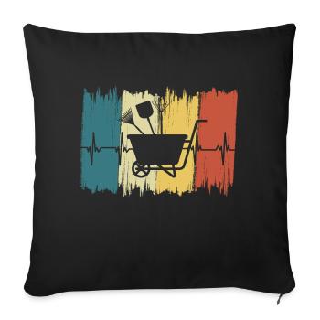 Vintage Heartbeat Gardening - Sofa pillowcase 17,3'' x 17,3'' (45 x 45 cm) - black - Front