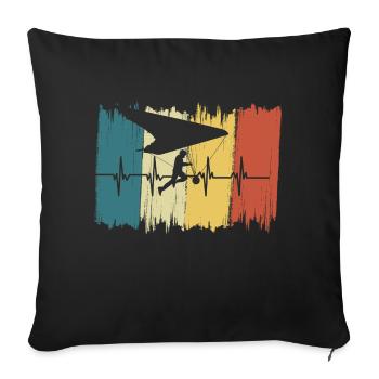 Vintage Paragliding Heartbeat - Sofa pillowcase 17,3'' x 17,3'' (45 x 45 cm) - black - Front