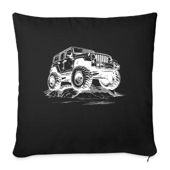 Camping Offroad 4x4 SUV Véhicule tout-terrain AWD - Housse de coussin décorative 45 x 45 cm - noir - Devant