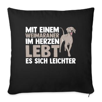 Hund Weimaraner - Sofakissenbezug 45 x 45 cm - Schwarz - Vorne