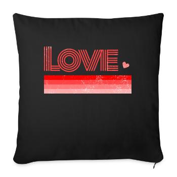 Rotes Herz Liebe - Sofakissenbezug 45 x 45 cm - Schwarz - Vorne