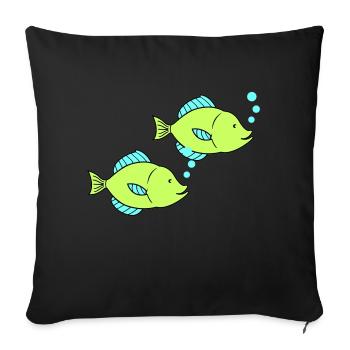 fische comic 2 - Sofakissenbezug 45 x 45 cm - Schwarz - Vorne