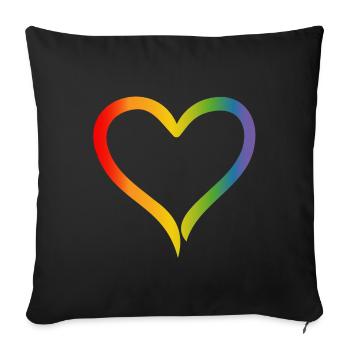 Tshirt lgbt LGBT cœur arc-en-ciel - Housse de coussin décorative 45 x 45 cm - noir - Devant