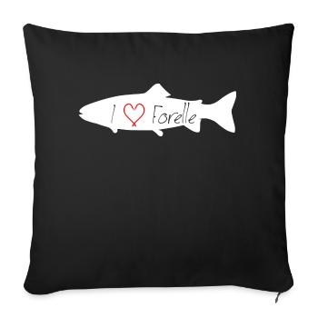 J’aime Truite blanc transparent - Housse de coussin décorative 45 x 45 cm - noir - Devant