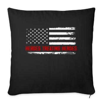 Héros traitant Héros VA Soins infirmiers Vétérans Infirmière - Housse de coussin décorative 45 x 45 cm - noir - Devant