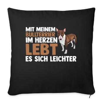 Chien Bull Terrier - Housse de coussin décorative 45 x 45 cm - noir - Devant