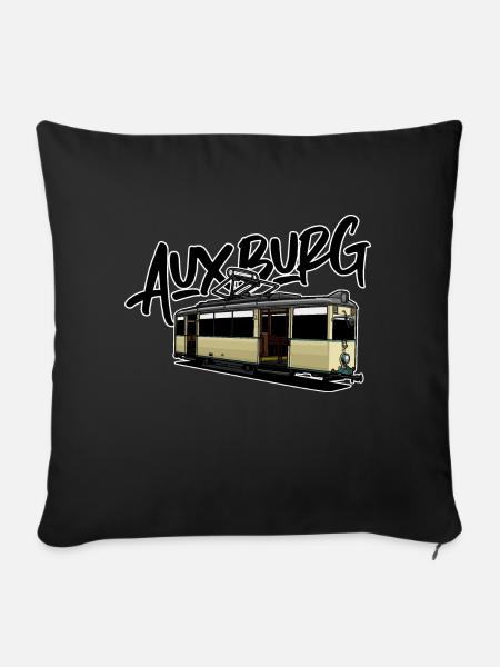 Augsburg / Tram / Straßenbahn // Illustration - Sofakissenbezug 45 x 45 cm - Schwarz