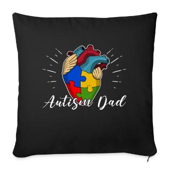 Autism Dad Heart Puzzle Piece Men Women Children - Sofa pillowcase 17,3'' x 17,3'' (45 x 45 cm) - black - Front