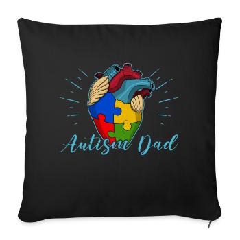 Autism Dad Heart Puzzle Piece Men Women Children - Sofa pillowcase 17,3'' x 17,3'' (45 x 45 cm) - black - Front