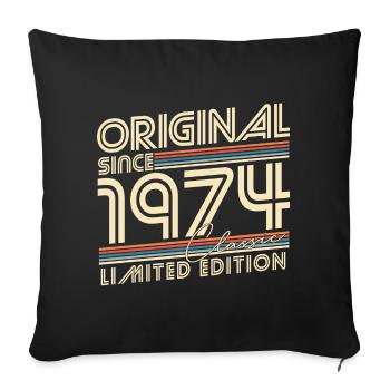 Original Since 1974 Vintage Birthday Gift - Sofa pillowcase 17,3'' x 17,3'' (45 x 45 cm) - black - Front