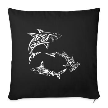 White Polynesian Sharks - Sofa pillowcase 17,3'' x 17,3'' (45 x 45 cm) - black - Front