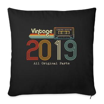 Original 2019 Vintage Vintage Retro Birthday - Sofa pillowcase 17,3'' x 17,3'' (45 x 45 cm) - black - Front