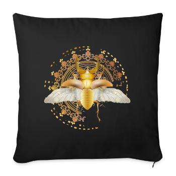 gold-colored stag with wings in ornament - Sofa pillowcase 17,3'' x 17,3'' (45 x 45 cm) - black - Front