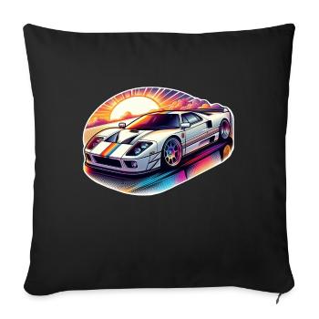 voiture vintage couché de soleil - Housse de coussin décorative 45 x 45 cm - noir - Devant