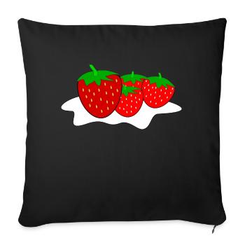 Strawberries with whipped cream - Sofa pillowcase 17,3'' x 17,3'' (45 x 45 cm) - black - Front