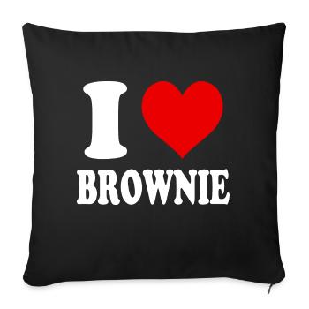 J’aime Brownie Coeur Drôle Spirituel - Housse de coussin décorative 45 x 45 cm - noir - Devant