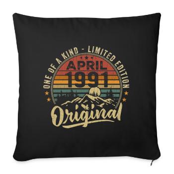 April 1991 Vintage 1991 Birthday Gift - Sofa pillowcase 17,3'' x 17,3'' (45 x 45 cm) - black - Front