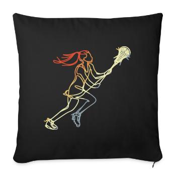 Girls Lacrosse Retro Style - Sofa pillowcase 17,3'' x 17,3'' (45 x 45 cm) - black - Front
