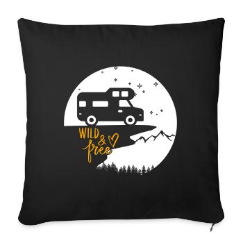 Vanlife & Camper Lifestyle Design - Sofa pillowcase 17,3'' x 17,3'' (45 x 45 cm) - black - Front