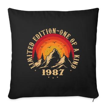 Vintage 1987 Rétro 1987 Cadeau anniversaire 1987 - Housse de coussin décorative 45 x 45 cm - noir - Devant