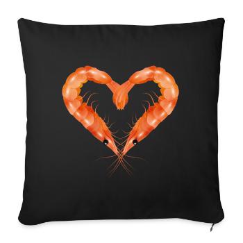 deux crevettes ou crevettes en forme de cœur - Housse de coussin décorative 45 x 45 cm - noir - Devant
