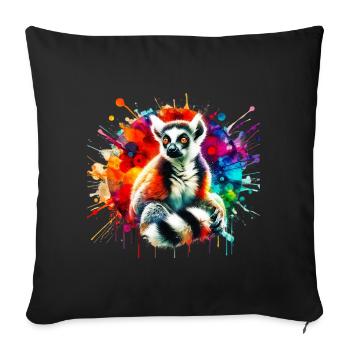 Lémurien - Housse de coussin décorative 45 x 45 cm - noir - Devant