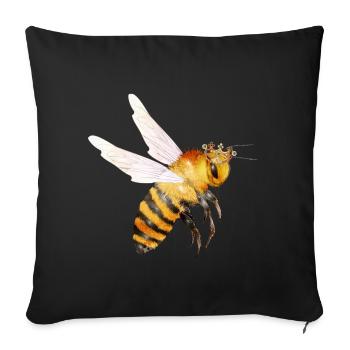 Flying queen bee hand drawn - Sofa pillowcase 17,3'' x 17,3'' (45 x 45 cm) - black - Front